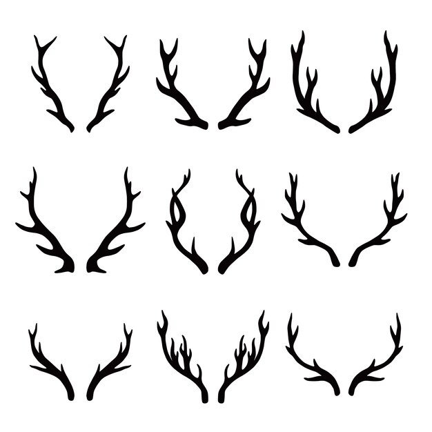 Handgezeichnete Illustration der Silhouette des Geweihs