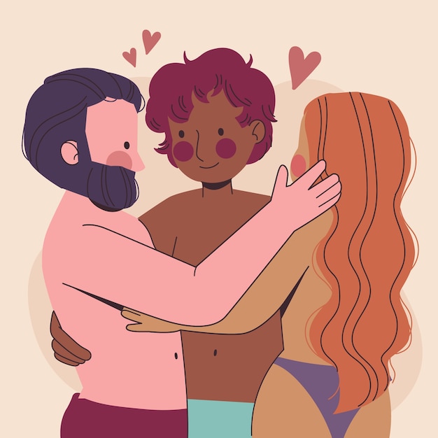 Handgezeichnete Illustration einer offenen Beziehung