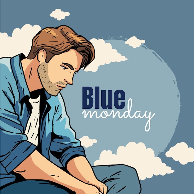 Handgezeichnete illustration für blue monday