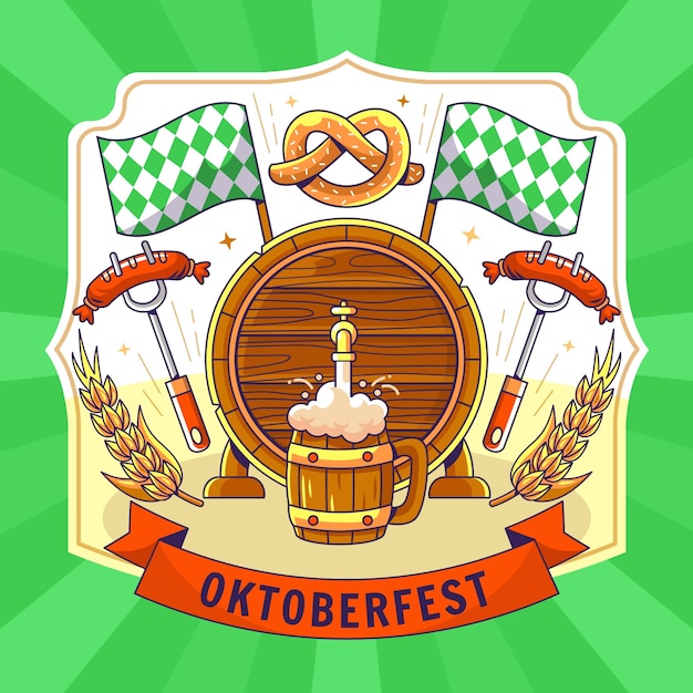 Kostenloser Vektor handgezeichnete illustration für das oktoberfest-bierfest