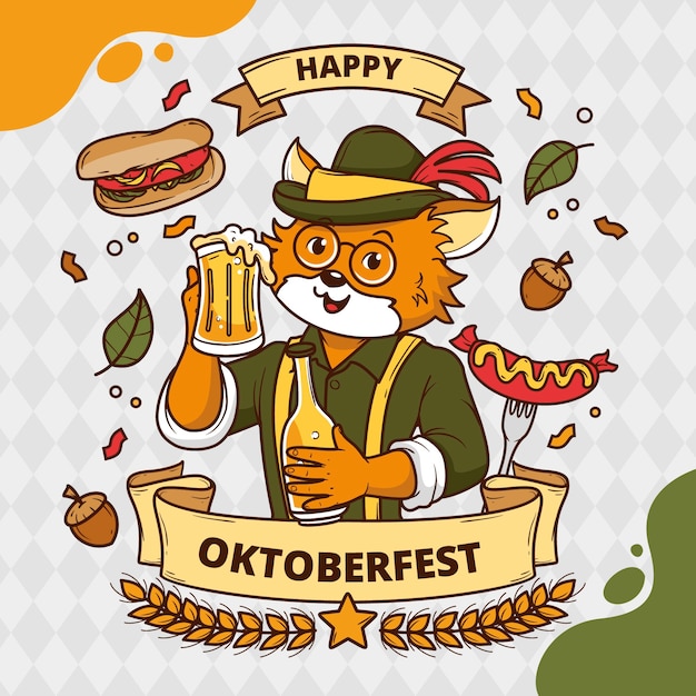 Kostenloser Vektor handgezeichnete illustration für das oktoberfest