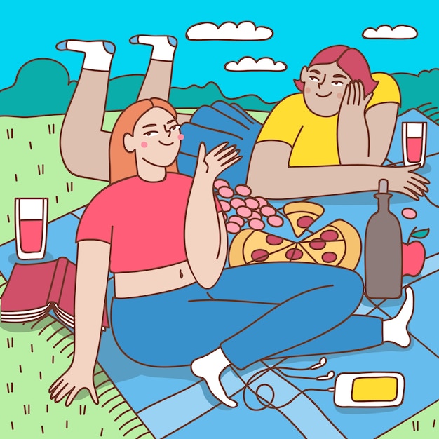 Handgezeichnete illustration für den internationalen picknicktag