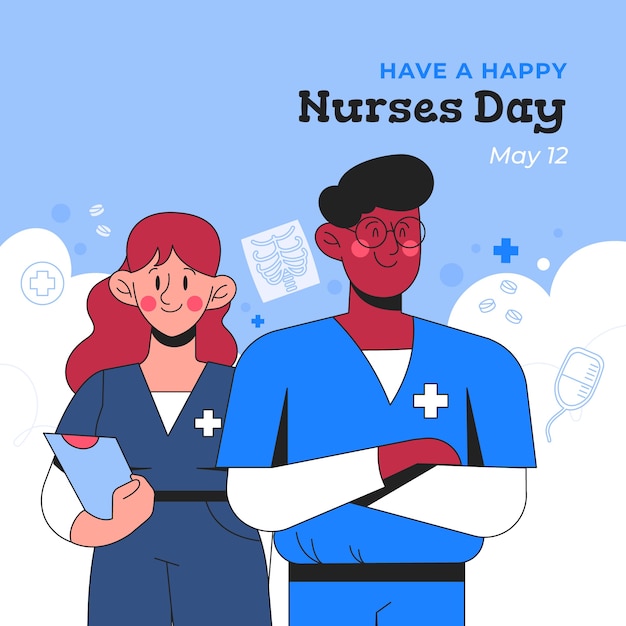 Handgezeichnete Illustration für die Feier zum internationalen Tag der Krankenschwestern