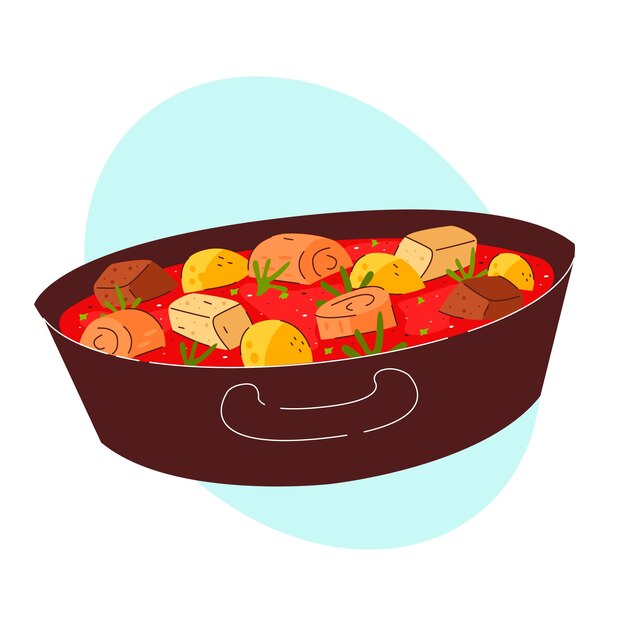 Handgezeichnete Illustration leckeres Gulasch