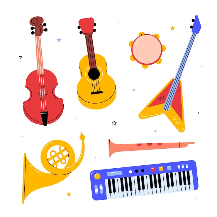 Kostenlose Vektor handgezeichnete illustration von musikinstrumenten