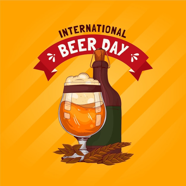 Handgezeichnete illustration zum internationalen biertag