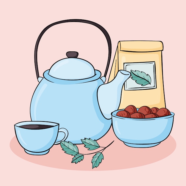 Handgezeichnete Illustration zum internationalen Teetag