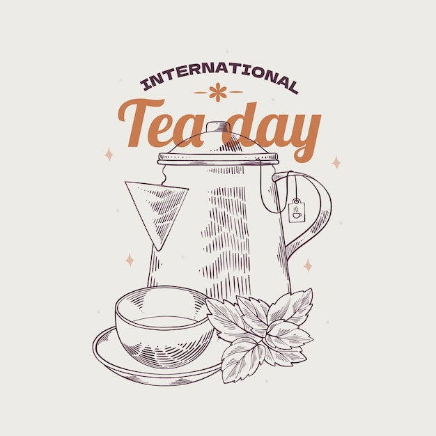 Handgezeichnete illustration zum internationalen teetag