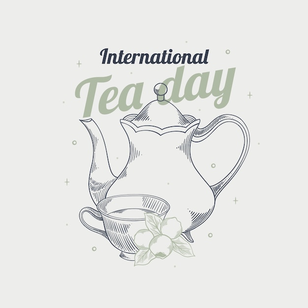 Handgezeichnete illustration zum internationalen teetag