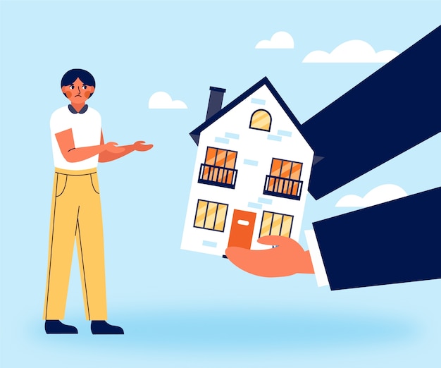 Handgezeichnete Illustration zum Mangel an bezahlbarem Wohnraum