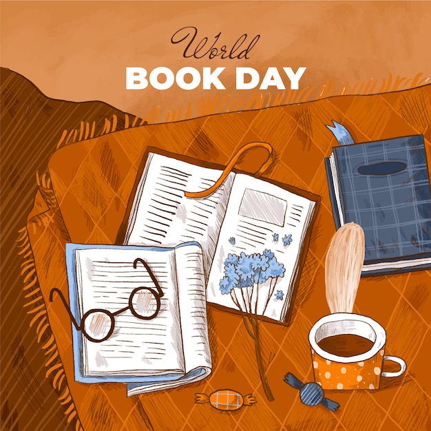 Handgezeichnete Illustration zum Welttag des Buches