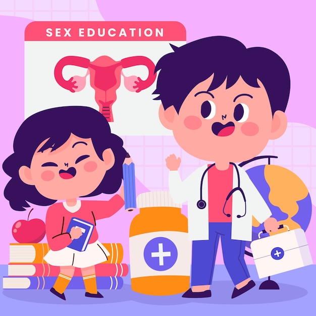 Kostenloser Vektor handgezeichnete illustration zur sexualerziehung