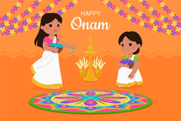 Handgezeichnete indische onam-illustration