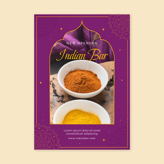 Handgezeichnete indische Restaurantplakatvorlage