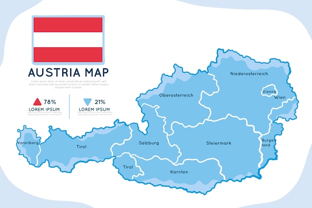 Kostenloser Vektor handgezeichnete infografik der österreichkarte
