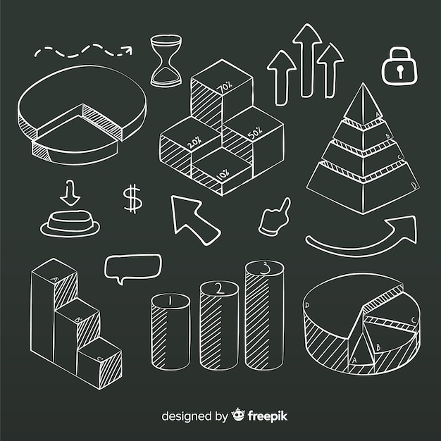 Handgezeichnete infographik elementsammlung