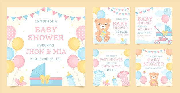 Handgezeichnete Instagram-Posts für die Babyparty