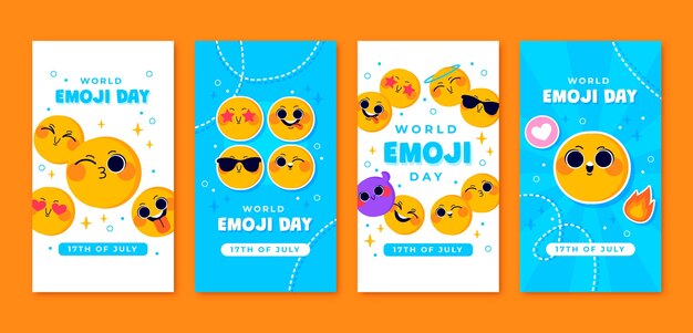 Handgezeichnete Instagram-Story-Sammlung zum Welt-Emoji-Tag