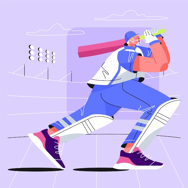 Kostenloser Vektor handgezeichnete ipl-cricket-illustration