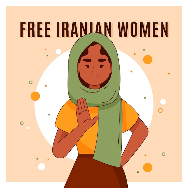 Kostenloser Vektor handgezeichnete iranische frauenillustration