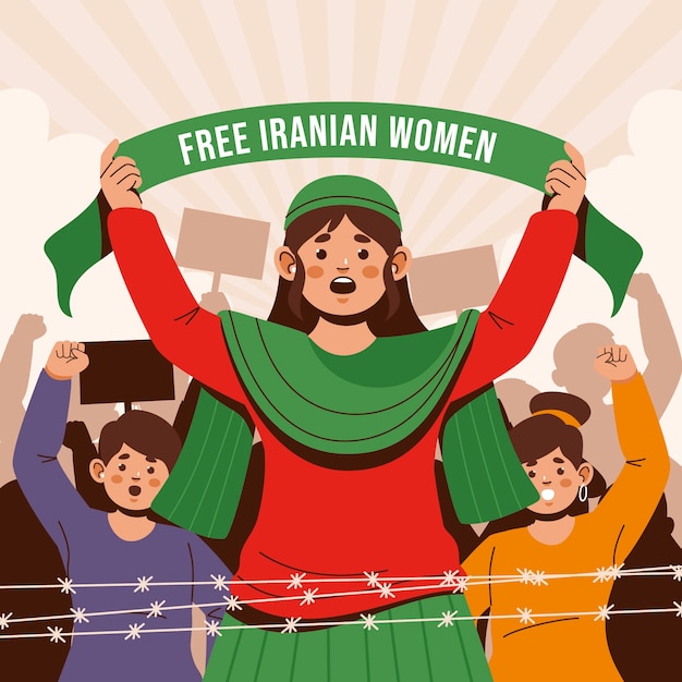 Kostenloser Vektor handgezeichnete iranische frauenillustration