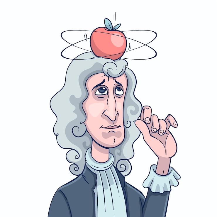 Kostenlose Vektor handgezeichnete isaac newton-illustration