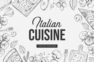 Kostenloser Vektor handgezeichnete italienische küche