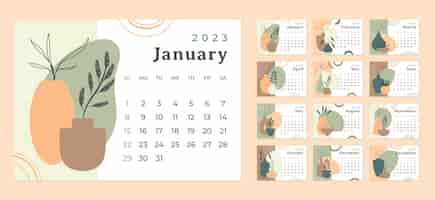 Kostenloser Vektor handgezeichnete jährliche kalendervorlage