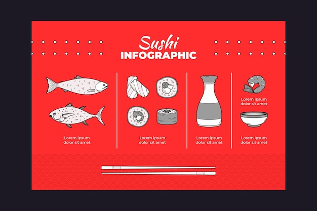 Kostenloser Vektor handgezeichnete japanische restaurant-infografik-vorlage