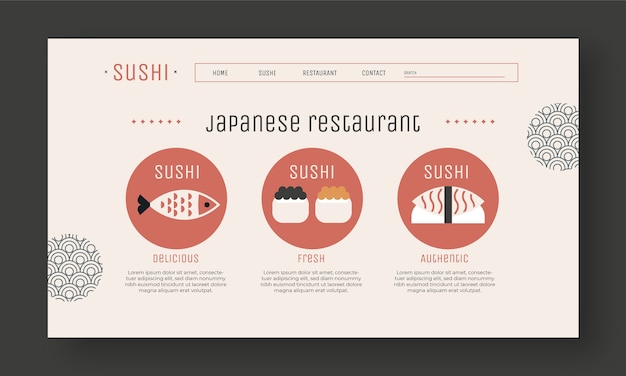 Kostenloser Vektor handgezeichnete japanische restaurant-webvorlage