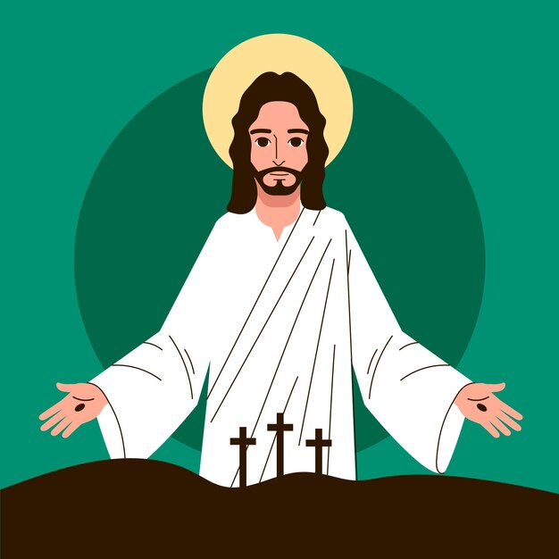Handgezeichnete Jesus-Zeichnung mit flachem Design