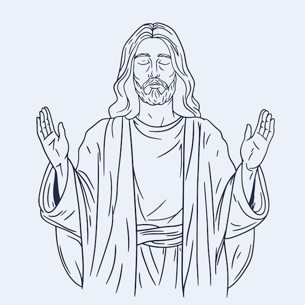 Kostenloser Vektor handgezeichnete jesus-zeichnung