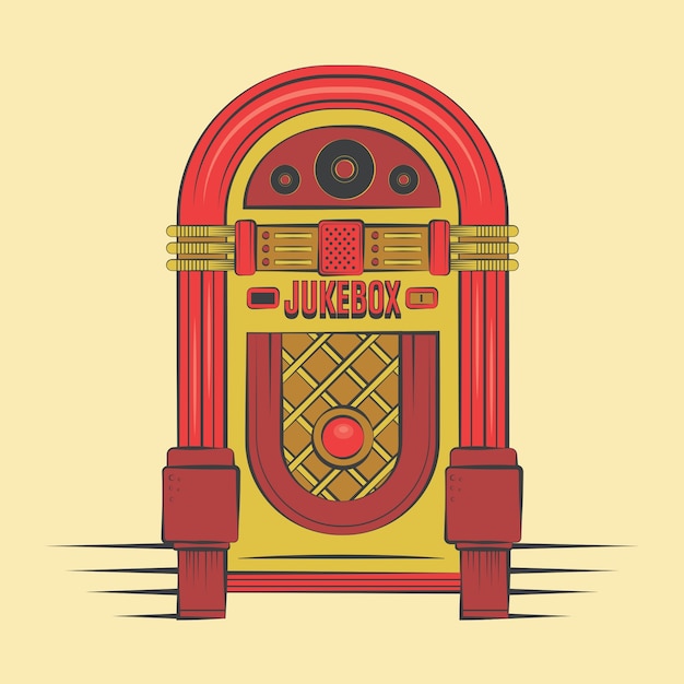 Kostenloser Vektor handgezeichnete jukebox-illustration