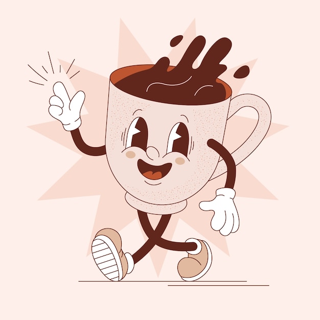 Handgezeichnete kaffee-cartoon-illustration