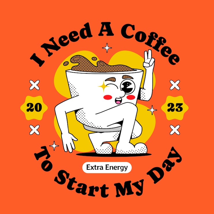 Kostenlose Vektor handgezeichnete kaffee-cartoon-illustration