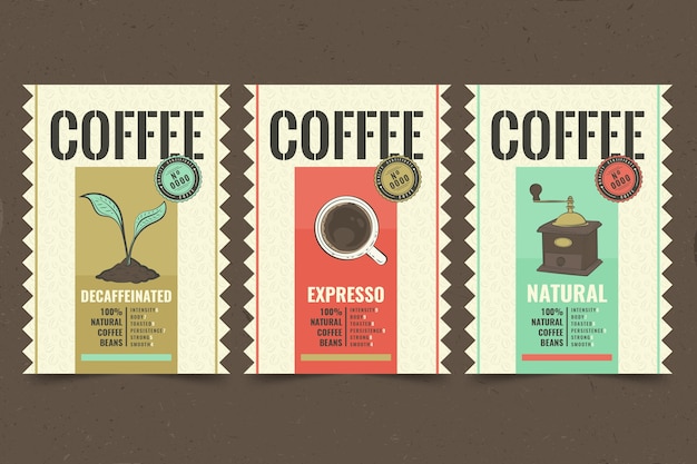 Kostenloser Vektor handgezeichnete kaffeeetikettenvorlage