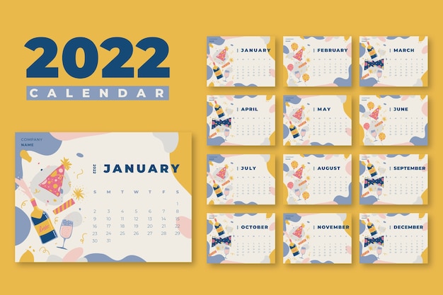 Handgezeichnete Kalendervorlage 2022