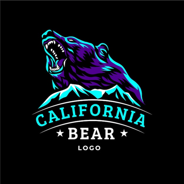 Kostenloser Vektor handgezeichnete kalifornische bärenlogoschablone