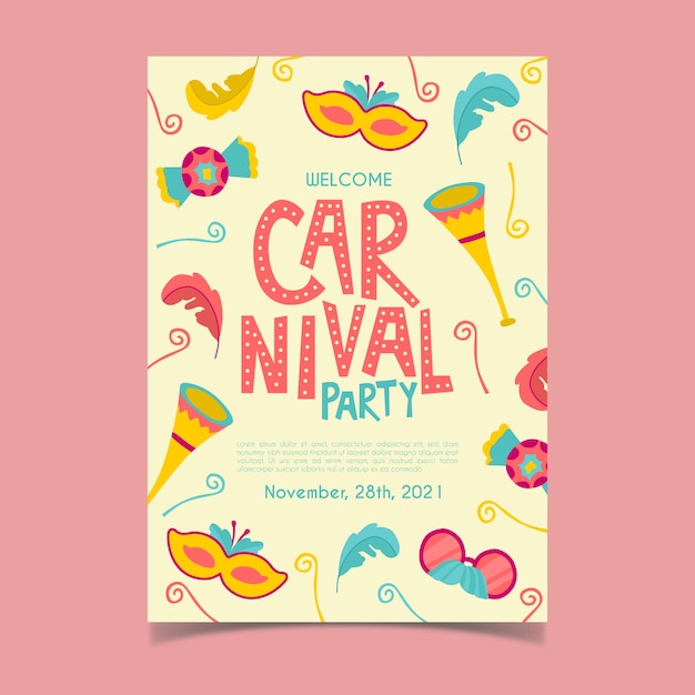 Handgezeichnete karneval party poster