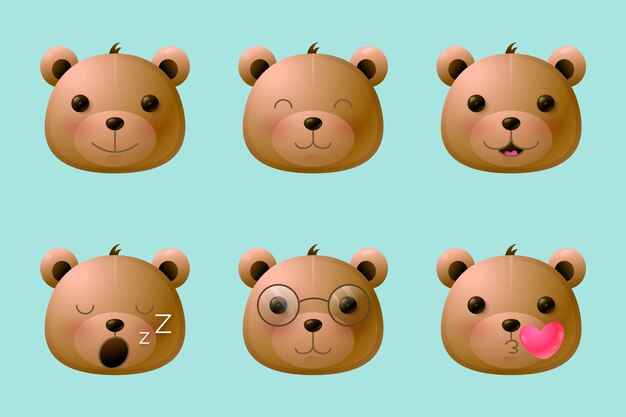 Handgezeichnete Kawaii-Gesichtssammlung