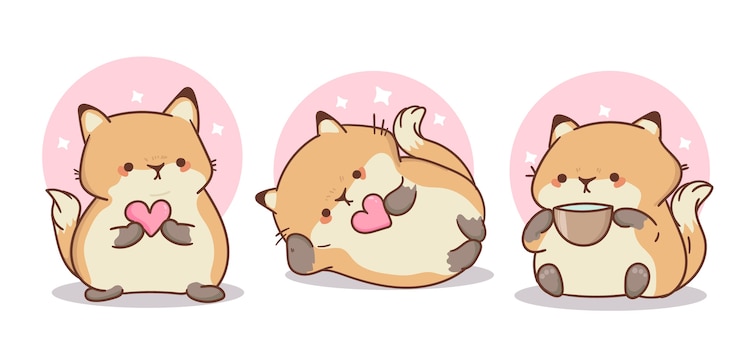 Kostenlose Vektor handgezeichnete kawaii haustiersammlung
