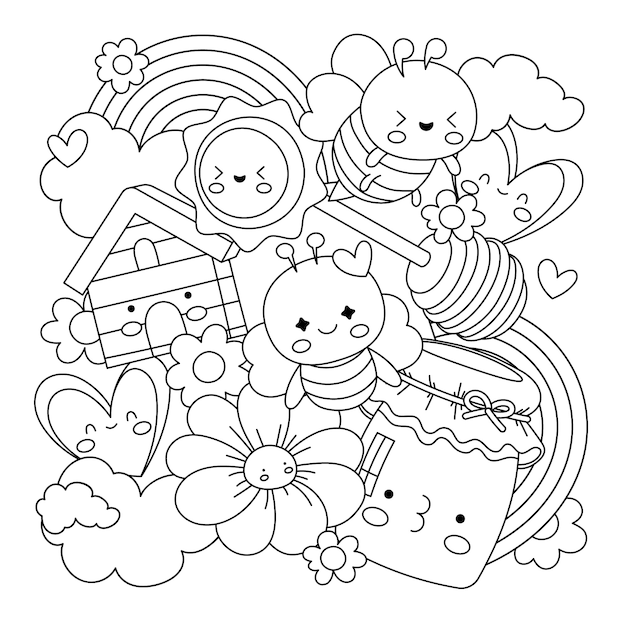 Handgezeichnete Kawaii-Illustration