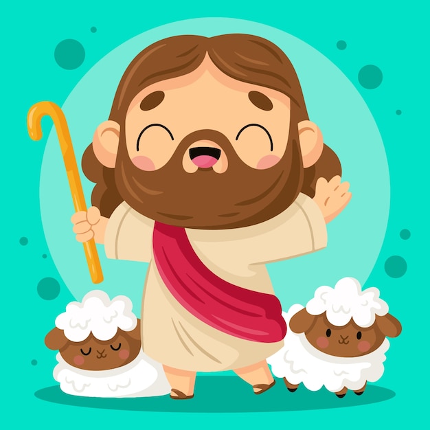 Kostenloser Vektor handgezeichnete kawaii jesus-illustration