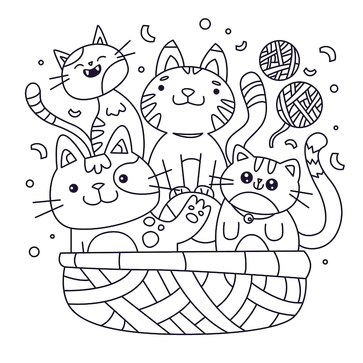 Kostenlose Vektor handgezeichnete kawaii malbuchillustration