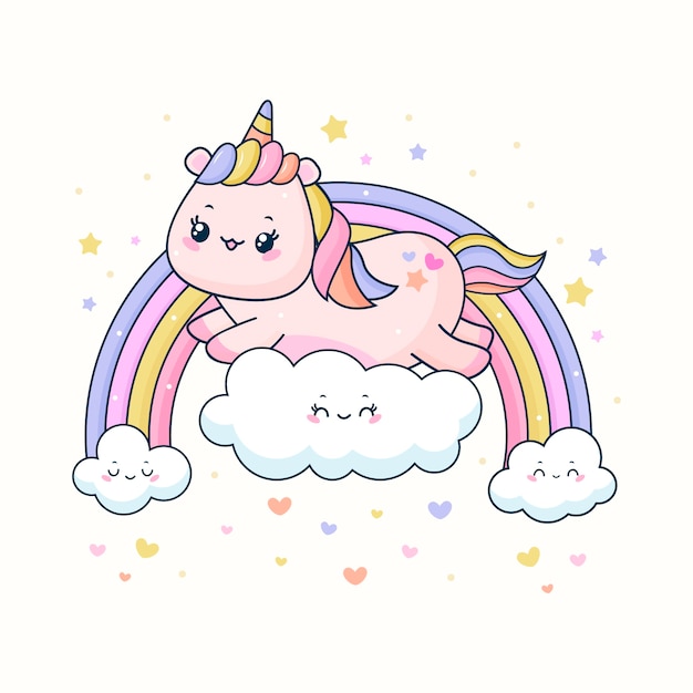 Handgezeichnete kawaii Tierillustration