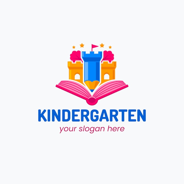 Kostenloser Vektor handgezeichnete kindergarten-logo-vorlage