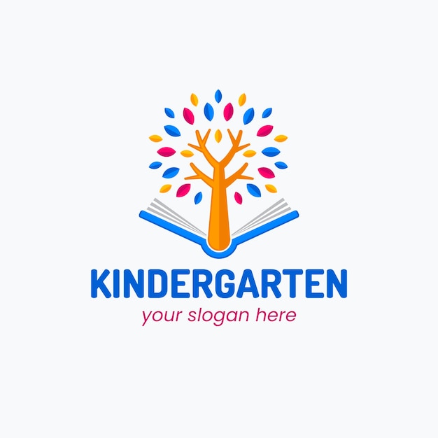 Kostenloser Vektor handgezeichnete kindergarten-logo-vorlage