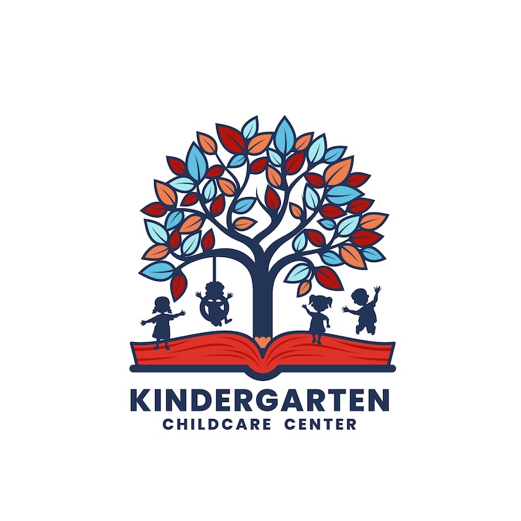 Kostenlose Vektor handgezeichnete kindergarten-logo-vorlage