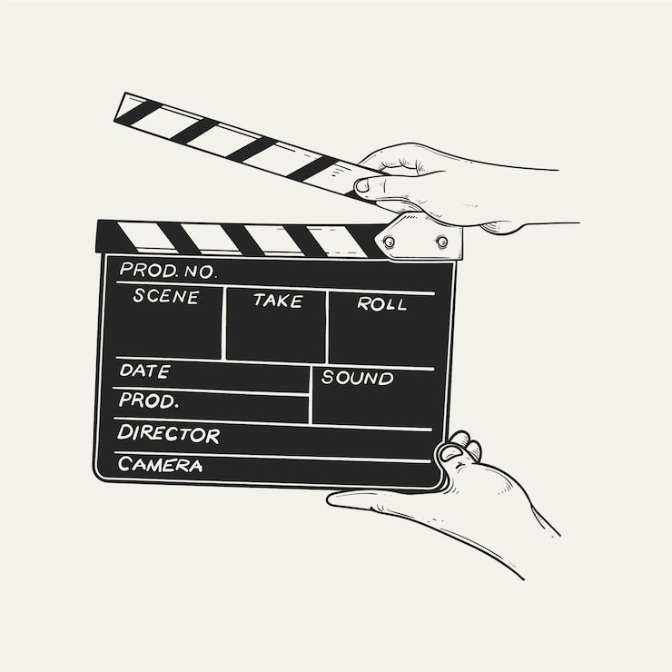 Kostenlose Vektor handgezeichnete kino-zeichnung illustration