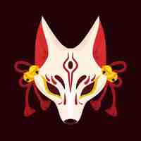 Kostenloser Vektor handgezeichnete kitsune-maskenillustration mit flachem design